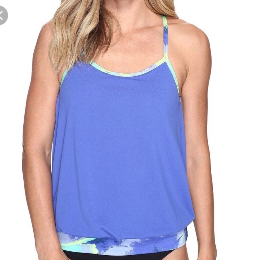 NIKE SOLID & STRIPED CASCADE SPORT‎ TANKINI TOP NWT